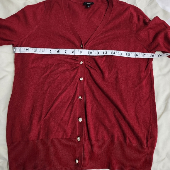 Talbots Red Velvet Rhinestone Buttons Cardigan - Picture 7 of 7